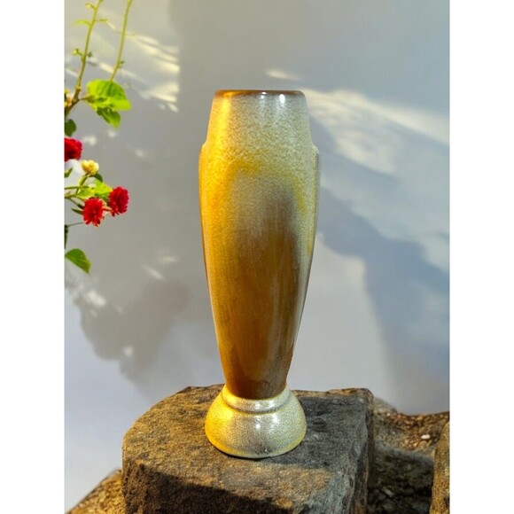 Vtg Frankoma Pottery Redware #43 Bud Crocus Light Brown Vase Butress Handle READ - Picture 1 of 8